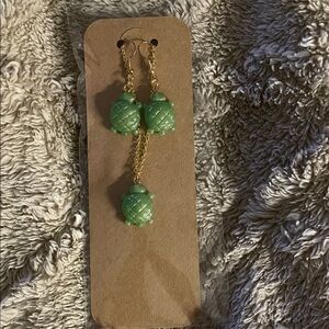 Green Turtle Dangle Earrings And Necklace Set